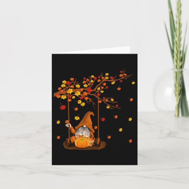 Pumpkin Gnomes Fall Autumn Cute Halloween Thanksgi Card (Front)