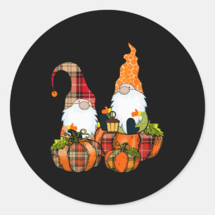 Pumpkin Gnomes Fall Autumn Cute Halloween Thanksgi Classic Round Sticker