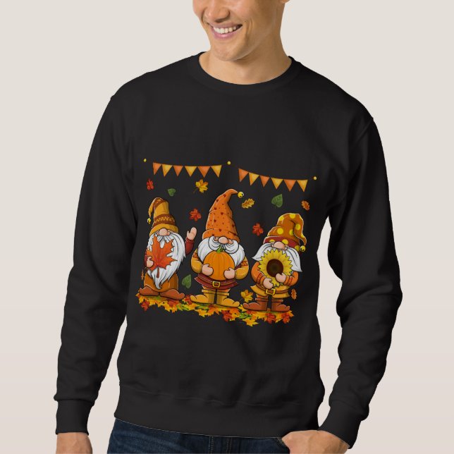 Pumpkin Gnomes Fall Autumn Cute Halloween Thanksgi Sweatshirt (Front)