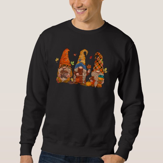 Pumpkin Gnomes Fall Autumn Cute Halloween Thanksgi Sweatshirt (Front)
