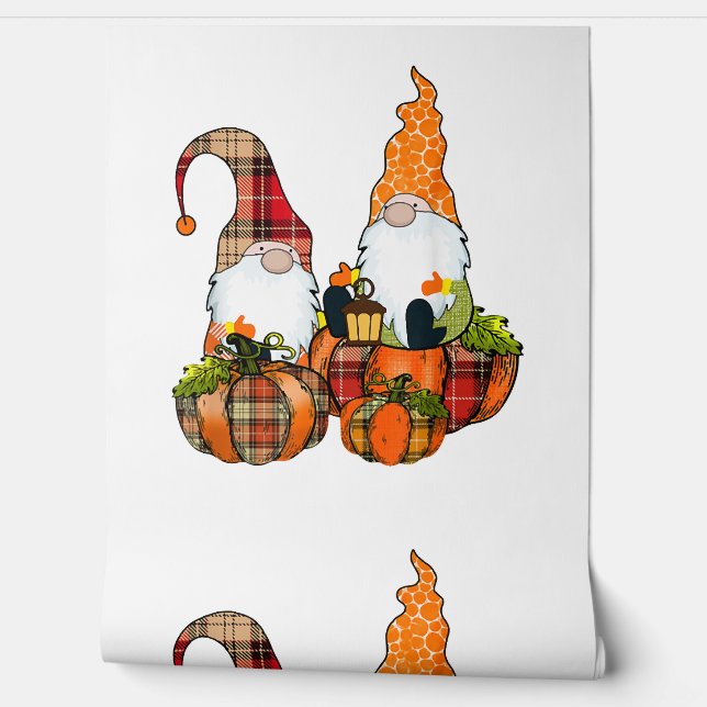 Pumpkin Gnomes Fall Autumn Cute Halloween Wallpaper (Unrolling)