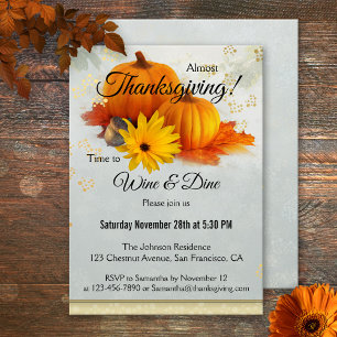 Pumpkin Gold Thanksgiving Dinner Party Invitation