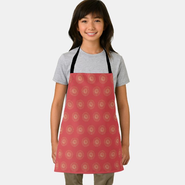 Pumpkin | Golden Zinnia Flower Medallions Apron (Insitu)