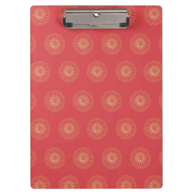 Pumpkin | Golden Zinnia Flower Medallions Clipboard (Front)