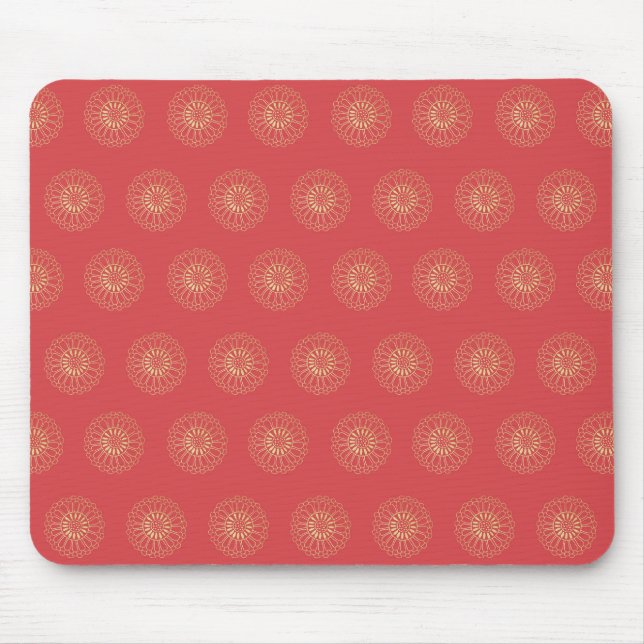 Pumpkin | Golden Zinnia Flower Medallions Mouse Pad (Front)