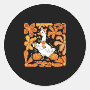 Pumpkin Goose Fall Autumn Season Halloween Thanksg Classic Round Sticker