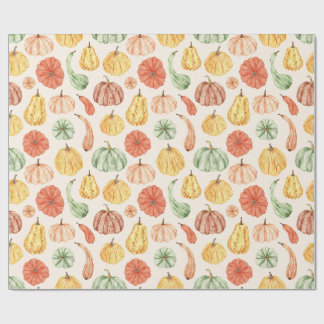 Pumpkin Gourd Autumn Baby Shower Wrapping Paper