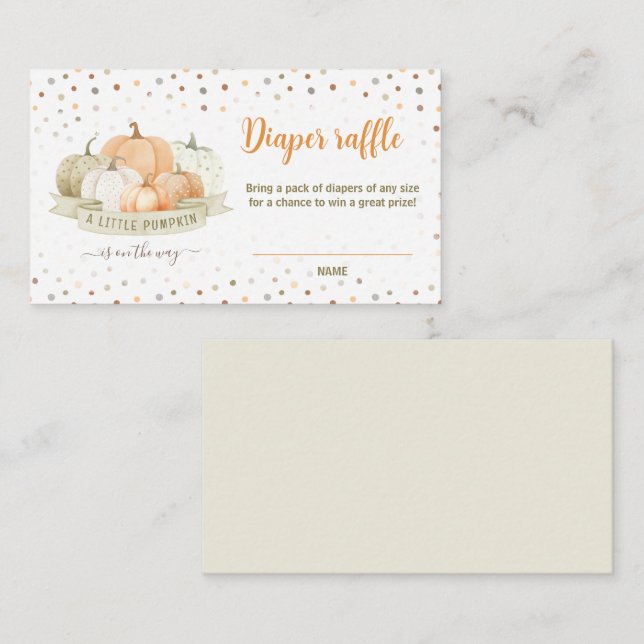 Pumpkin Green Baby Shower Diaper Raffle Card (Front/Back)