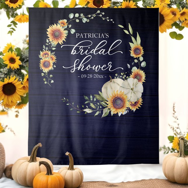 Pumpkin Greenery Autumn Bridal Shower Backdrop Tapestry (Creator Uploaded)