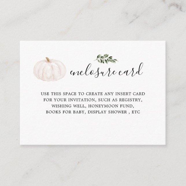 Pumpkin Greenery Baby Shower Enclosure Cards (Front)