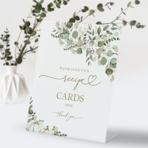 Pumpkin Greenery Bridal Shower Recipe Cards Sign