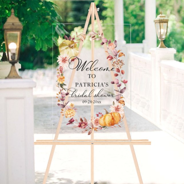 Pumpkin Greenery Fall Bridal Shower Welcome Sign (Creator Uploaded)