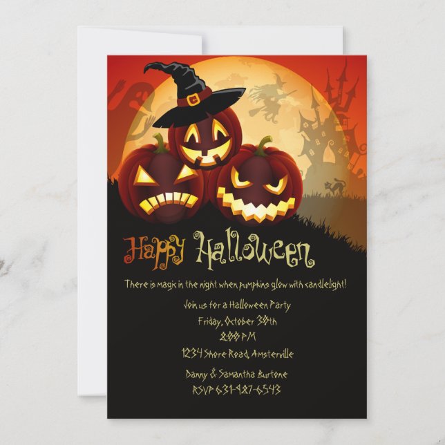 Pumpkin Grins Halloween Invitation (Front)