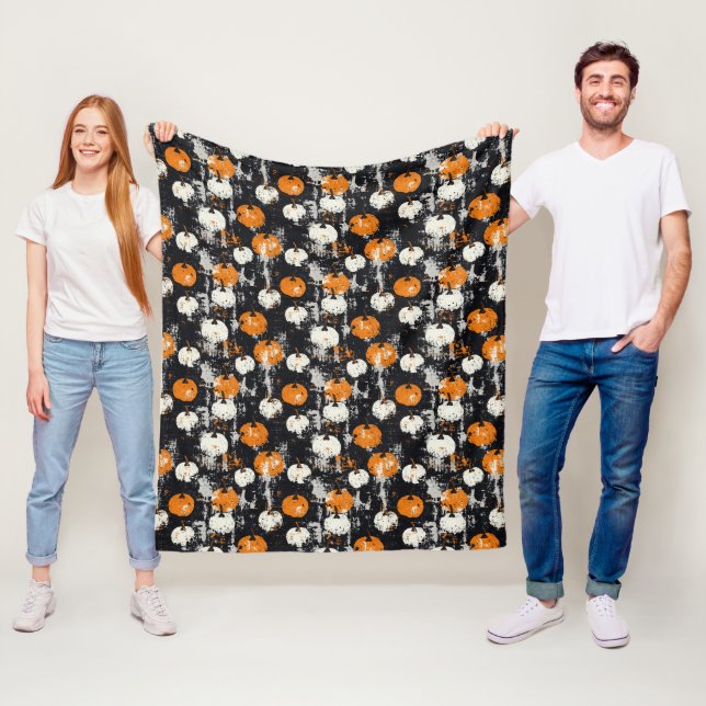 Pumpkin Grunge Fleece Blanket (In Situ)
