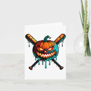 Pumpkin Halloween Baseball Ice Cream Drip Soky Boy Card