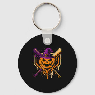 Pumpkin Halloween Baseball Ice Cream Drip Soky Boy Key Ring