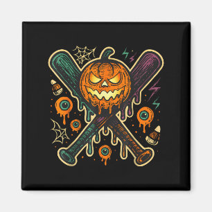 Pumpkin Halloween Baseball Ice Cream Drip Soky Boy Magnet