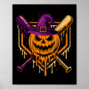 Pumpkin Halloween Baseball Ice Cream Drip Soky Boy Poster