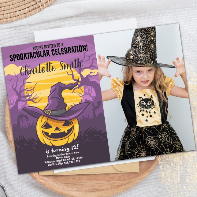 Pumpkin Halloween Birthday Invitations w photo (Pumpkin Halloween Birthday Invitations w photo)