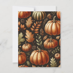 Pumpkin Halloween, Botanical Greenery & Fall  Postcard