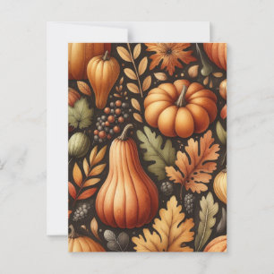 Pumpkin Halloween, Botanical Greenery & Fall  Postcard
