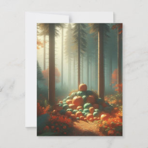 Pumpkin Halloween, Botanical Greenery & Fall  Postcard
