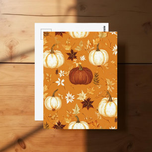 Pumpkin Halloween, Botanical Terracotta & Fall Postcard