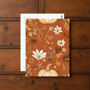 Pumpkin Halloween, Botanical Terracotta & Fall  Postcard