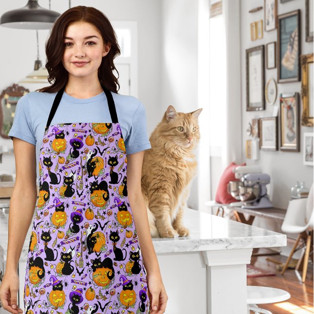 Pumpkin Halloween Candy Black Cats Apron (Creator Uploaded)