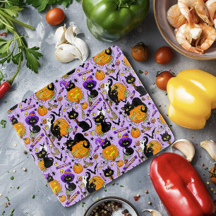Pumpkin Halloween Candy Black Cats Cutting Board