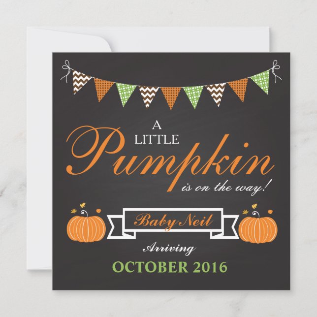 Pumpkin Halloween Fall Pregnancy Announcement Card (Front)