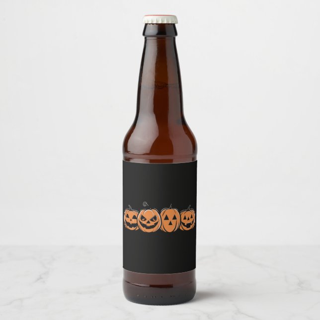 Pumpkin Halloween Fall Thanksgiving Gift Beer Bottle Label (Front)