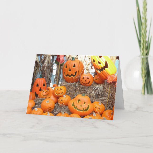 Pumpkin halloween jack o lantern orange pumpkins card (Front)
