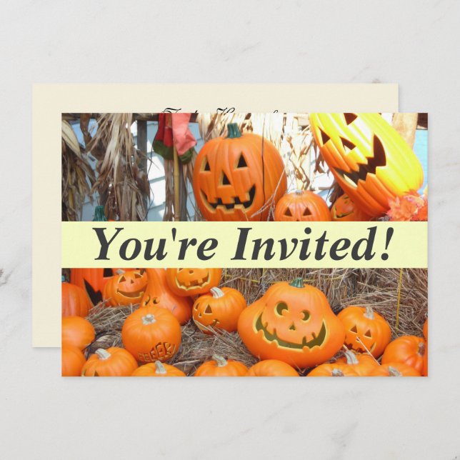 Pumpkin halloween jack o lantern orange pumpkins invitation (Front/Back)