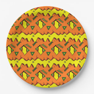 Pumpkin Halloween Jack-O-Lantern & Spider In Mouth Paper Plate
