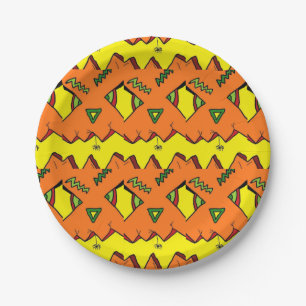 Pumpkin Halloween Jack-O-Lantern & Spider In Mouth Paper Plate