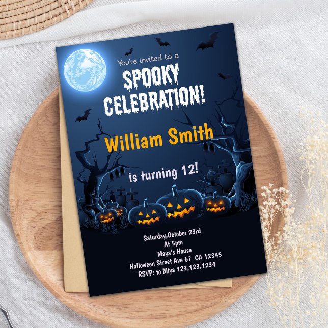 Pumpkin Halloween Kids Birthday Party Invitation (Pumpkins Halloween Birthday Invitations)