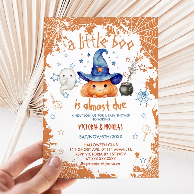 Pumpkin Halloween Little Boo Baby Shower Invitation (Creator Uploaded)
