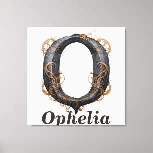 Pumpkin Halloween Name Letter O Floral Monogram Canvas Print
