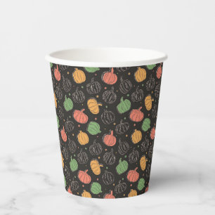 Pumpkin Halloween orange  green black pattern Paper Cups