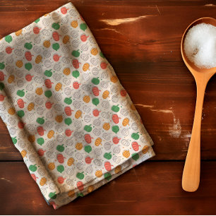 Pumpkin Halloween orange yellow green Tea Towel