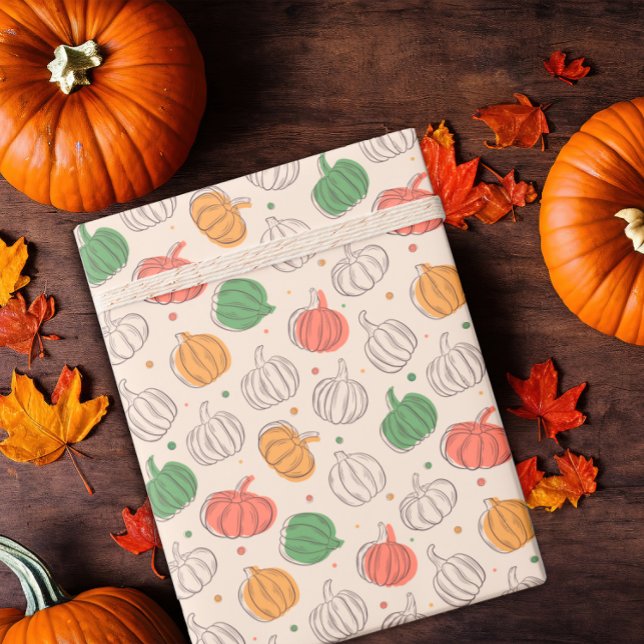 Pumpkin Halloween orange yellow green Wrapping Paper (Creator Uploaded)