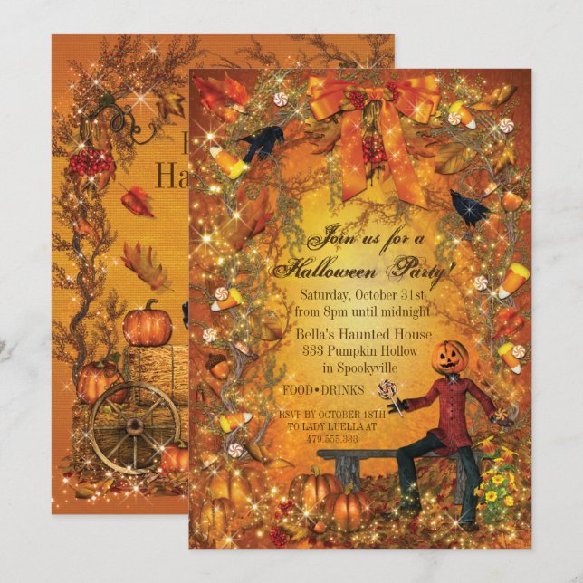 PUMPKIN HALLOWEEN PARTY INVITATION (Front/Back)