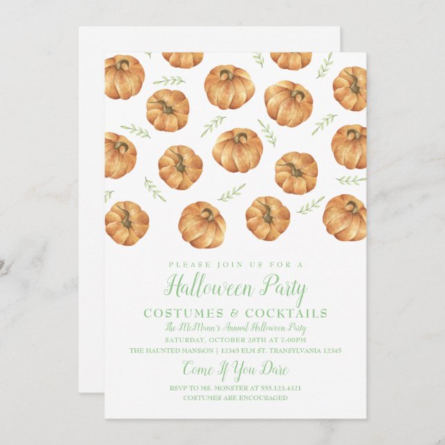Pumpkin Halloween Party Invitation (Front/Back)