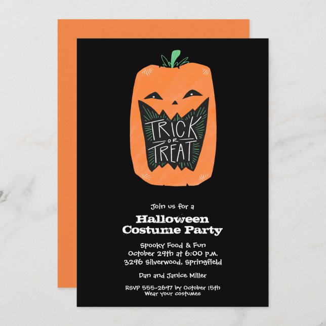 Pumpkin Halloween Party Invitation (Front/Back)