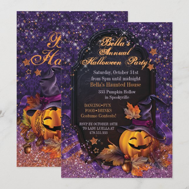 PUMPKIN HALLOWEEN PARTY INVITATION (Front/Back)