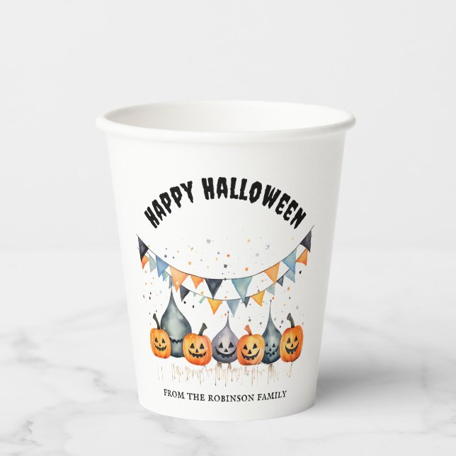 Pumpkin Halloween Party  Paper Cups (Front)