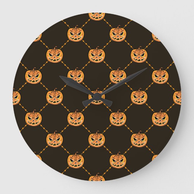 Pumpkin Halloween party theme. Large Clock (Front)