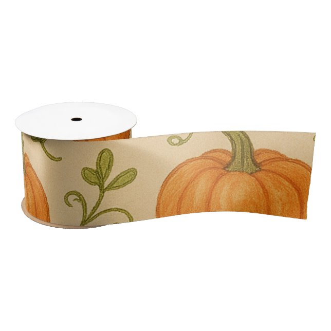 Pumpkin Halloween Ribbon – Cute Fall Gift Wrap Acc Satin Ribbon (Spool)