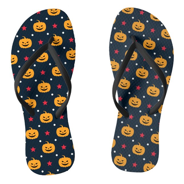 Pumpkin Halloween Seamless Pattern Jandals (Footbed)